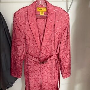 Pink Textured Skirt Set with Short Sleeves